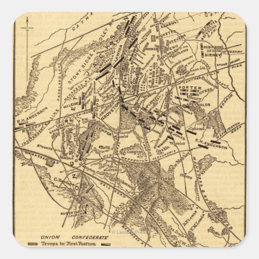 Zweite Schlacht bei Bull Run 3 Quadratischer Aufkleber (Vorderseite)