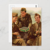 Zweite Weltkrieg der 1940er Jahre und Soldaten mit Postkarte (Vorne/Hinten)