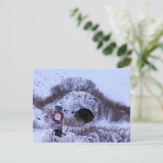 Zweite Weltwochenhütte im Winter, Insel Unalaska Postkarte (Stehend Vorderseite)
