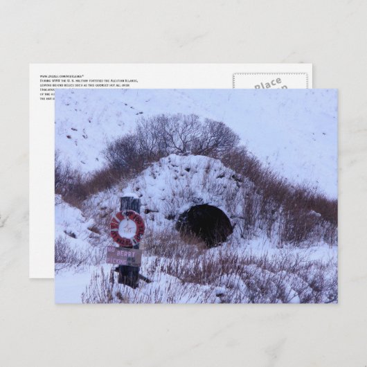 Zweite Weltwochenhütte im Winter, Insel Unalaska Postkarte (Vorne/Hinten)