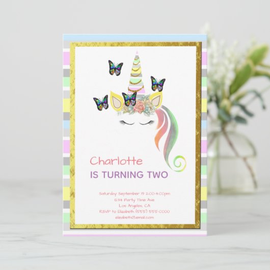 Zweiter Geburtstag der Einladung (Stehend Vorderseite)