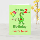 Zweiter Geburtstag Dinosaurier Karte (Gelbe Blume)