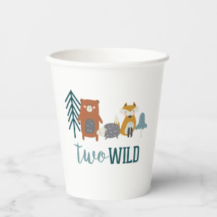 Zweiter Geburtstag mit zwei wilden Waldtieren Pappbecher