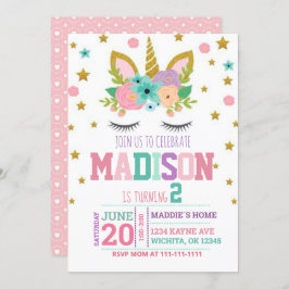 ZWEITER GEBURTSTAG UNICORN INVITATION TEMPLATE EINLADUNG