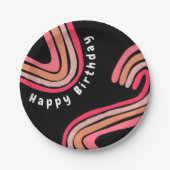 Zweiter Geburtstag Zweiter Groovy Regenbogen Pappteller (Vorderseite)