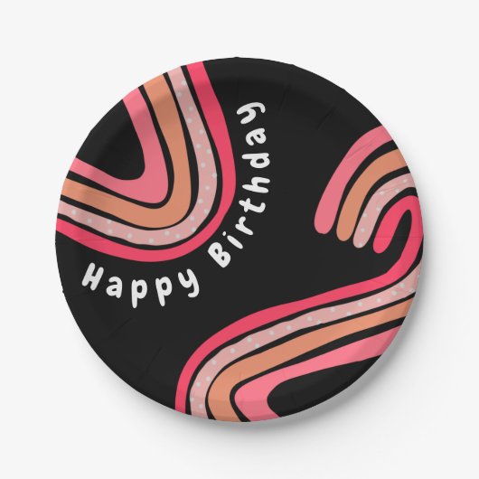 Zweiter Geburtstag Zweiter Groovy Regenbogen Pappteller (Vorderseite)