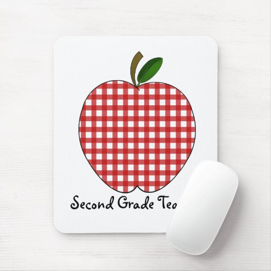 Zweiter Grad-Lehrer-roter Gingham Apple Mousepad (Mit Mouse)