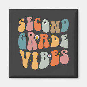 Zweiter Grade Vibes zurück zur Schule Groovy Schoo Magnet
