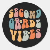 Zweiter Grade Vibes zurück zur Schule Groovy Schoo Runder Aufkleber (Vorderseite)