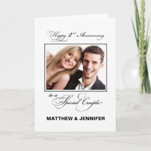 Zweiter Hochzeitstag mit individuellem Namen/Foto Karte