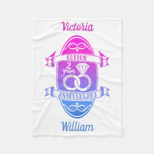 Zweiter Hochzeitstag traditionelle Baumwolle Fleecedecke