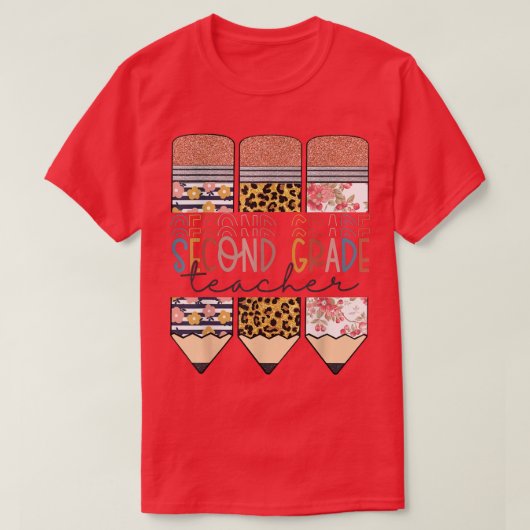 Zweiter Lehrer Funny Leopard Stift zurück T-Shirt (Design vorne)