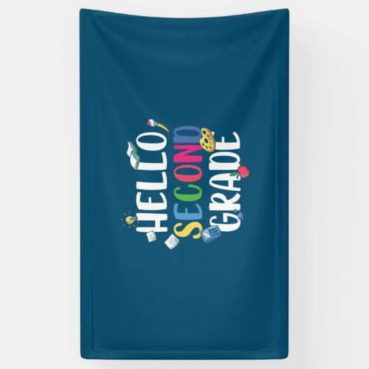 Zweiter Lehrer Hallo Zweiter Schulgang Banner (Vertikal)