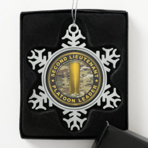 Zweiter Leutnant 2LT Zugführer Schneeflocken Zinn-Ornament
