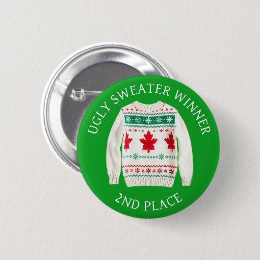 Zweiter Platz Ugger Sweater Gewinner Weihnachten Button (Vorne & Hinten)