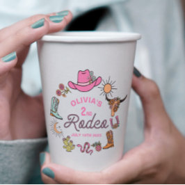 Zweiter Rodeo Rosa Western Cowboy 2. Geburtstag Pappbecher