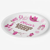 Zweiter Rodeo Rosa Western Cowboy 2. Geburtstag Pappteller (Schrägansicht)