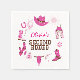 Zweiter Rodeo Rosa Western Cowboy 2. Geburtstag Serviette