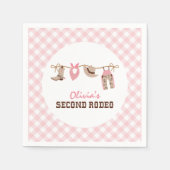 Zweiter Rodeo Rosa Western Cowboy 2. Geburtstag Serviette (Vorderseite)