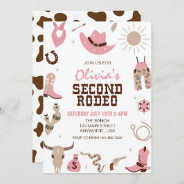 Zweiter Rodeo Rosa Westlicher 2. Geburtstag Einladung