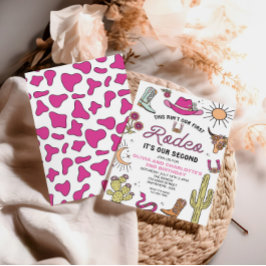 Zweiter Rodeo Rosa Westlicher 2. Geburtstag Einladung