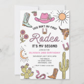 Zweiter Rodeo Rosa Westlicher 2. Geburtstag Einladung (Vorderseite)
