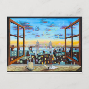 "Zweiter Stern rechts" Peter Pan inspirierte Kunst Postkarte