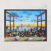 "Zweiter Stern rechts" Peter Pan inspirierte Kunst Postkarte (Vorderseite)