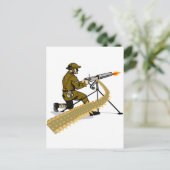 Zweiter Weltkrieg britischer Soldat mit Maschineng Postkarte (Stehend Vorderseite)