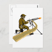 Zweiter Weltkrieg britischer Soldat mit Maschineng Postkarte (Vorne/Hinten)