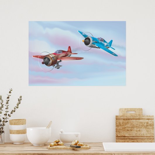 Zweiter Weltkrieg Kampfflugzeuge Poster (Küche)