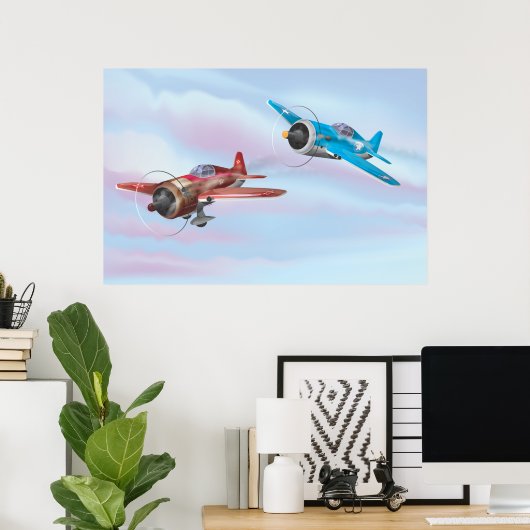 Zweiter Weltkrieg Kampfflugzeuge Poster (Heimbüro)