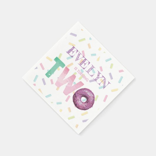 Zweites Geburtstag Doughnut Partys Personalisiert Serviette (Ecke)