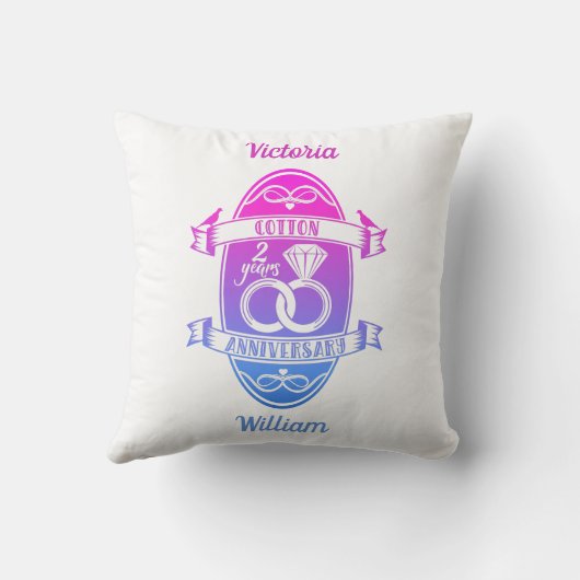 Zweites Hochzeitstag traditionelle Baumwolle Kissen (Rückseite)