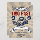 Zweites Vintages Rennen im zweiten Geburtstag Einladung (Vorne/Hinten)