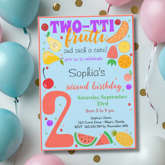 Zweitfrutti Früchte zweiter Kindergeburtstag Einladung
