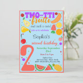 Zweitfrutti Früchte zweiter Kindergeburtstag Einladung (Stehend Vorderseite)