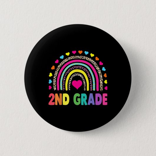 Zweitklässler-Regenbogen-Mädchen-Jungen-Lehrer-Tea Button (Vorderseite)