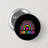 Zweitklässler-Regenbogen-Mädchen-Jungen-Lehrer-Tea Button (Vorne & Hinten)