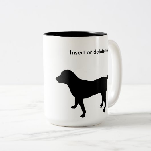 Zweiton 15oz Tassenschwarz-Labrador-Silhouette Zweifarbige Tasse (VorderseiteRechts)