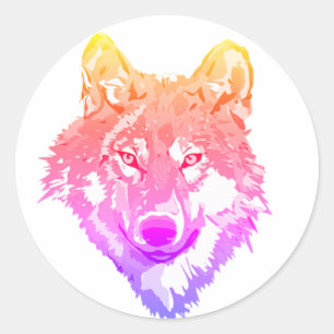 Zweitönige Lone Wolf Kunst Runder Aufkleber