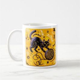 Zweitönige schwarze Katze  Kaffeetasse