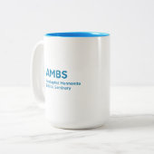 Zweitönige Tasse mit AMBS-Logo (Vorderseite Links)