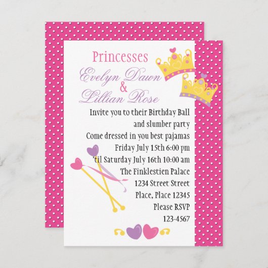 Zweiziger Prinzessin! Einladung (Vorne/Hinten)