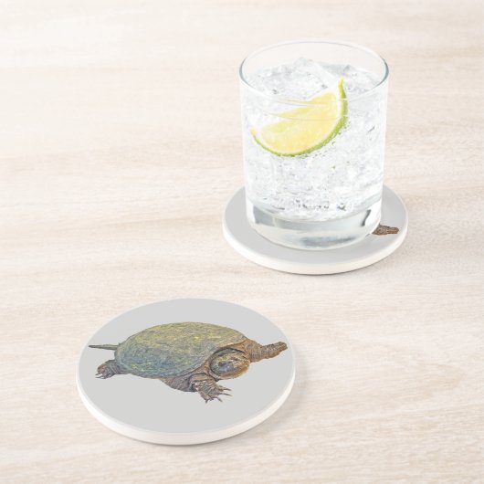 Zwerchschildkröte - Serpentina Chelydra Sandstein Untersetzer (Seite)