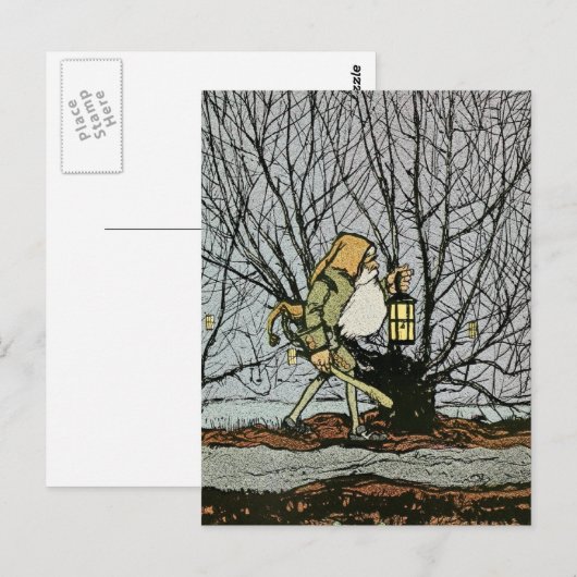 Zwerg mit Lattern Postkarte (Vorne/Hinten)