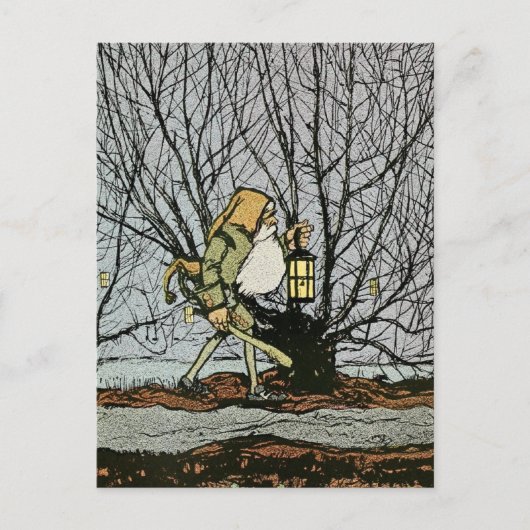 Zwerg mit Lattern Postkarte (Vorderseite)