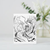 Zwerg und Drachenlineart Postkarte (Stehend Vorderseite)