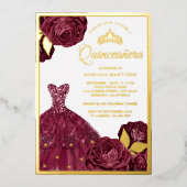 Zwergbraun Burgund Blumenzwiebeln Gold Folieneinladung (Vorderseite)