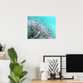 Zwergdämmerung Aqua Cyan Hintergrund Poster (Heimbüro)